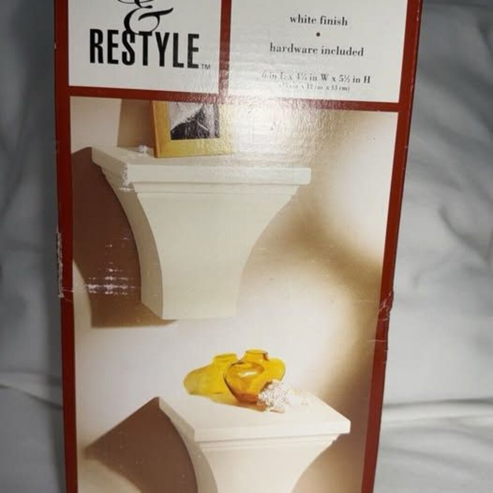 Restore & Restyle Display Ledge Wall Shelves Set of 2 White 6 x 4 3/4 x 5 1/2